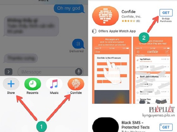Nếu muốn tự hủy tin nhắn trên iPhone, bạn hãy mở ứng dụng iMessage, chạm vào biểu tượng App Store > Store