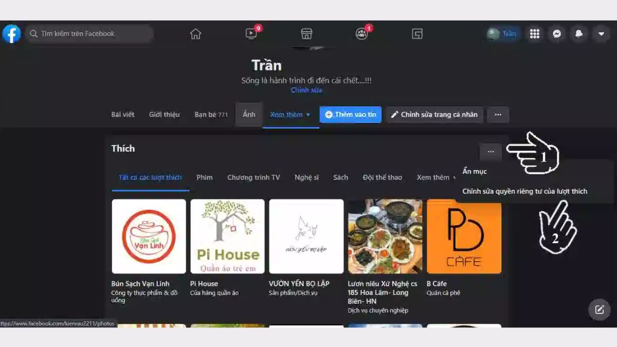 Cách ẩn like trên facebook bằng máy tính