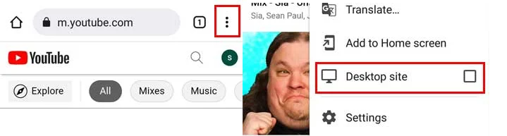 Nhấn vào ba dấu chấm ở góc trên bên phải của trình duyệt