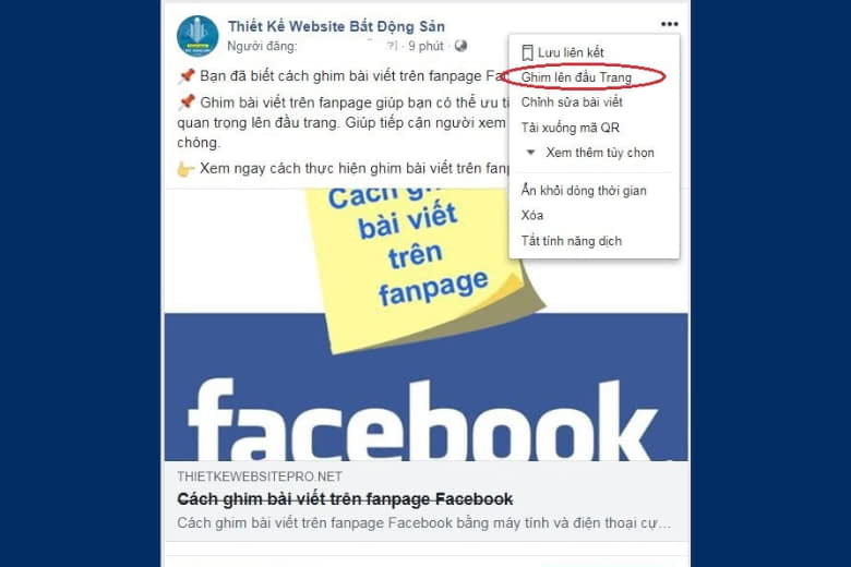 Ghim bài viết trên fanpage facebook Gim bài viết trên fanpage