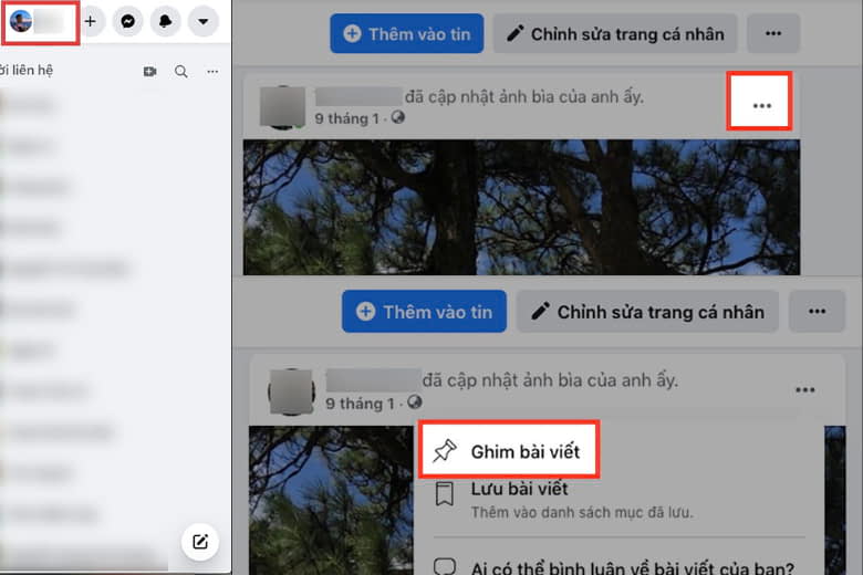 Ghim bài viết trên facebook máy tính Ghim bài viết trên facebook máy tính