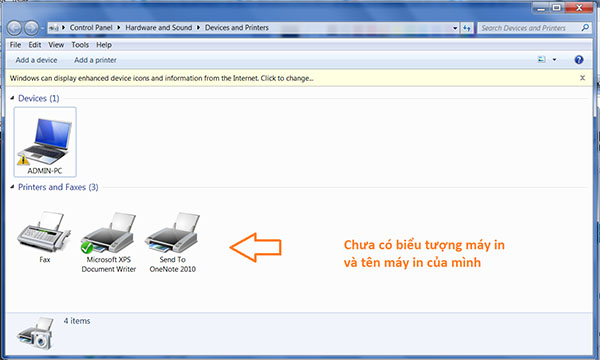 Kết nối máy in qua cáp usb 