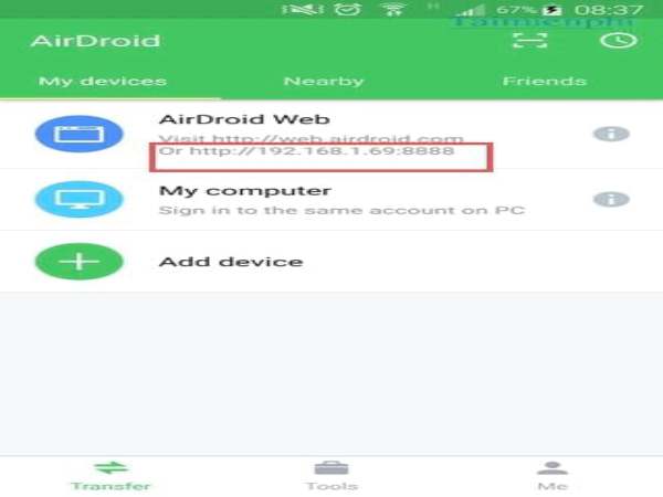 Kết nối điện thoại với máy tính qua AirDroid Kết nối điện thoại với máy tính qua AirDroid