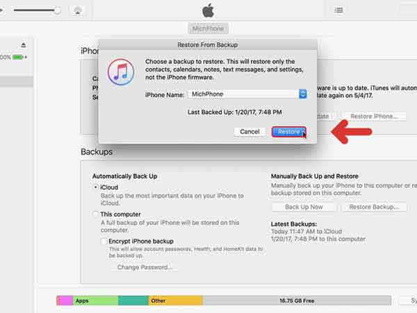 Cách khôi phục ảnh đã xóa trên iphone qua iTunes