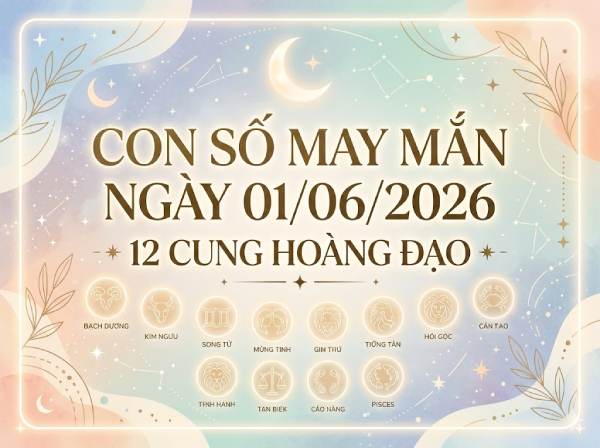 Giải mã con số may mắn 12 cung hoàng đạo ngày 01/06/2026